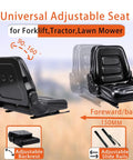 Heavy Duty Forklift Seat For Mowers And Industrial Equipment With 160 Degree Adjustable Backrest and Sliding Mount