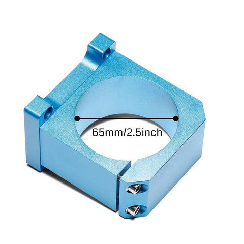 65mm Aluminum CNC Spindle Mount And Holder For PROVerXL 4030 CNC Machine shown in blue with a 65mm diameter