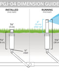 Diagram of 1/2-Inch Rotor Sprinkler Head With 4-Inch Pop-Up, Adjustable 40 To 360 Degree Arc, gear-driven irrigation system.
