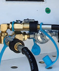 Sturgi-Stay Quick Disconnect Deluxe Kit with brass adapter, 6 ft feed hose, 10 ft adapter hose, 1/4 inch male QD plugs connected