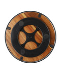 Bottom view of Wooden Lazy Susan Utensil Organizer with steel ball bearings and anti-slip pads for secure heavy item storage.