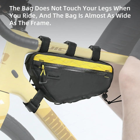 Ride Ready Bike Triangle Frame Bag 1.7L Waterproof Tool And Gear Organizer With YKK Zippers mounted on bicycle frame
