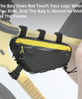 Waterproof Triangle Bike Frame Bag 1.8L Under Tube Pouch For Road And MTB Cycling with Velcro Straps on yellow frame