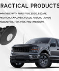 Locking Gas Cap for Ford F-150 Explorer Escape Fusion Focus Edge Mustang Taurus Expedition Lincoln MKS MKT MKX MKZ Navigator Mercury Milan PN 8U5Z-9C268-B Fuel Tank Cap shown alongside a compatible truck model.