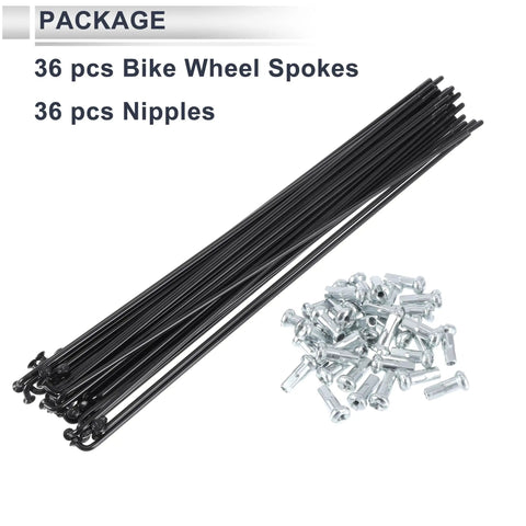 Universal Bicycle Spokes Set 13G 209mm Length With 36 Spokes And 36 Nipples Black Steel Heavy Duty Wheel Spokes Nipple Kit