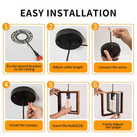 Step-by-step guide to install Dope Matte Black And Solid Wood Kitchen Island Pendant Light with illustrations.