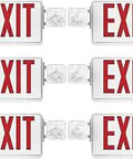 6 Pack Red Exit Signs With Emergency Lights, Dual Adjustable Square LED Lights, 94V-0 Fire Resistant