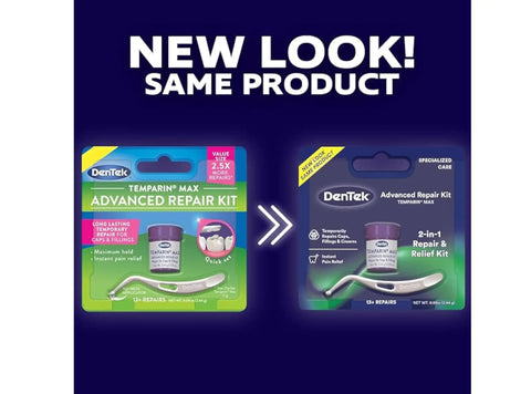 Temparin Max Advanced Dental Repair Kit For Quick Fixes Between Dentist Visits Temporary Teeth Repairs And Fillings Secures Loose Caps And Crowns Until Your Next Appointment Dentist Recommended Thirteen Repairs packaging showing new look