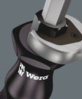 Close-up of Kraftform Plus Slotted Screwdriver With Lasertip End showing multi component handle and wrench torque bolster.
