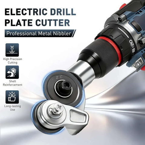 Pro Grade Heavy Duty Metal Nibbler Drill Attachment For Electric Drills With Double Cut Tool Delivers Fast Clean Cuts In Iron, Steel