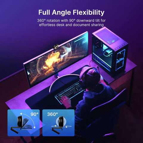 User at a desk using Crush Your Setup With This Top Tier 4K Webcam Featuring A Bright Ring Light Smart Autofocus And Clean 1080p 60 Frames Per Second Video.