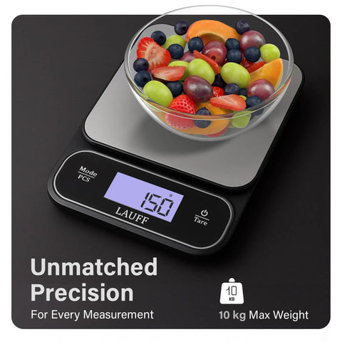 Chef Grade Precision Digital Food Scale With 0.01 Oz And 1 G Readout Waterproof Kitchen Scale With Bowl of Fruit Displayed