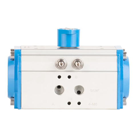 Straight Fire Double Acting Pneumatic Actuator With Precision Control Air Cylinder For Aluminum Valve Damper showing top view with blue accents.