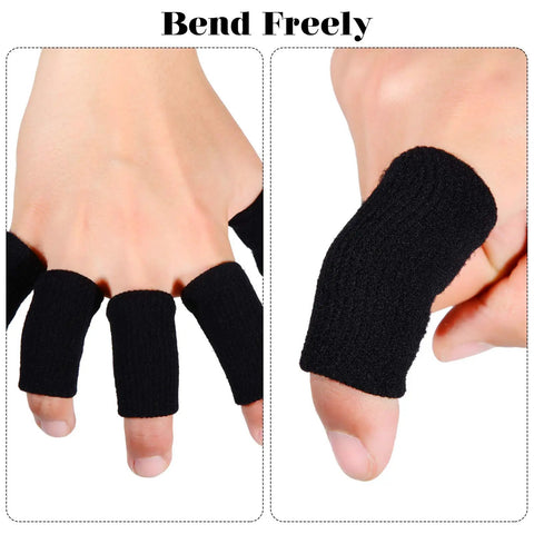 Person wearing 12 Finger Sleeves For Arthritis With Breathable Elastic Fabric, shown bending fingers freely for joint support and pain relief.