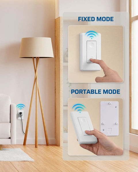 Wireless Remote Wall Switch And Outlet No Wiring Needed Plug In Power Socket for lamps, fans, small appliances, in fixed and portable mode.