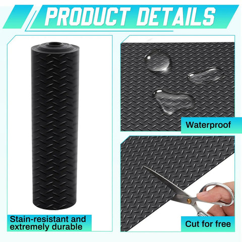Heavy Duty Diamond Plate Rubber Flooring Roll 12 Inch By 20 Foot Non Slip Garage Mat For Workshop Outdoor Use Waterproof Durable Anti Skid