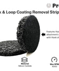 Close-up of 7-inch hook and loop coating removal discs from 4 Piece Starter Kit With 7 Inch Silicon Carbide Coating Removal Discs.