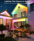 Outdoor LED Strip Lights 98.4 Feet Smart RGBIC Tape Lights for Patio with music sync at night