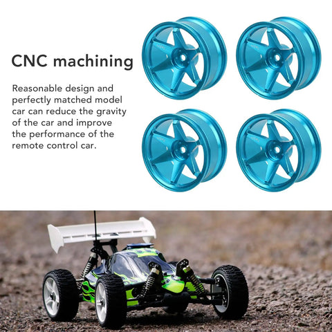 Beefed Up CNC Machined Aluminum RC Wheel Hubs For 1X10 Scale Cars, Stability Boost, Easy Install, Rugged Blue Hubs Display