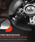 Front Right Steering Knuckle And Wheel Bearing Hub Assembly For Honda Civic 2001 2002 1.7L Passenger Side Direct Replacement close-up view showing surface coating.