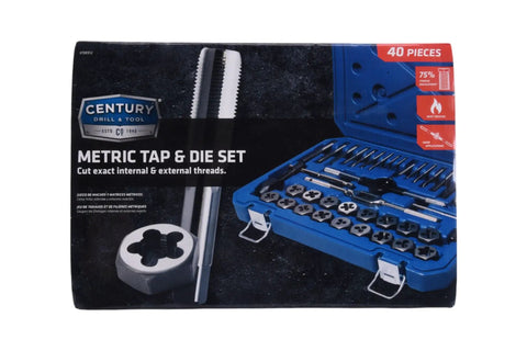 Metric Tap And Die Set 40 Piece With Heat Treated Taps And Dies For Hand Cutting Includes Pro Grade Wrenches Pitch Gauge In Case