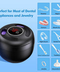 Ultrasonic Retainer Cleaner 45kHz 200ml For Dentures Braces Night Guards Jewelry with digital display and cleaning options.