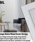Beadboard Wall Plate 1-Gang 20 Pack Vintage Duplex Outlet Covers White Wood Grain close-up in modern living room setting