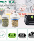 Mason jar sealer kit for FoodSaver; view with jars and hose attachments; fits regular and wide-mouth jars; 4 accessories
