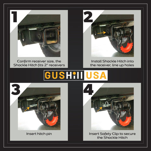 Step-by-step installation of Beefy Heavy Duty Shackle Hitch for 2 inch receivers with 15 ton break strength on a vehicle.