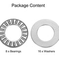 Needle Roller Thrust Bearing Set With Washers TC1018 TRA1018 8 bearings and 16 washers illustrated, showing package content.
