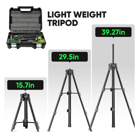 Self Leveling 360 Degree Laser Level With Adjustable Tripod 4D Green Cross Lines 165Ft Range For Construction And Home Reno Hang Pictures Tile And Floor Installations, black tripod 15.7 to 39.27 in