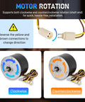 Motor rotation guide for Condenser Fan Motor With Capacitor 208-230V 1/4HP 1100RPM 48 Frame Built Tough And Efficient showcasing connections.