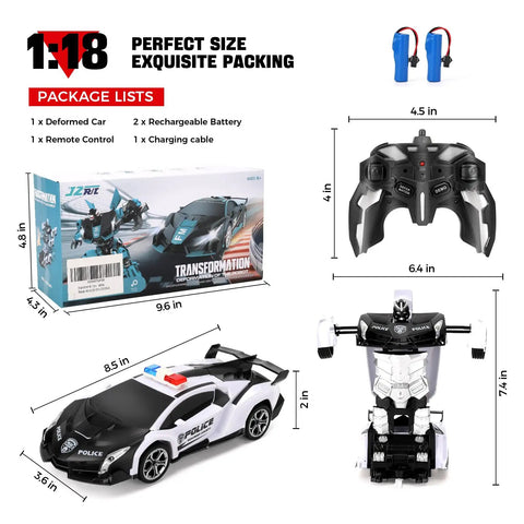 Transforming Remote Control Car For Kids Two In One Vehicle Converts To A Robot With One Button Deformation 360 Degree Drifting pack