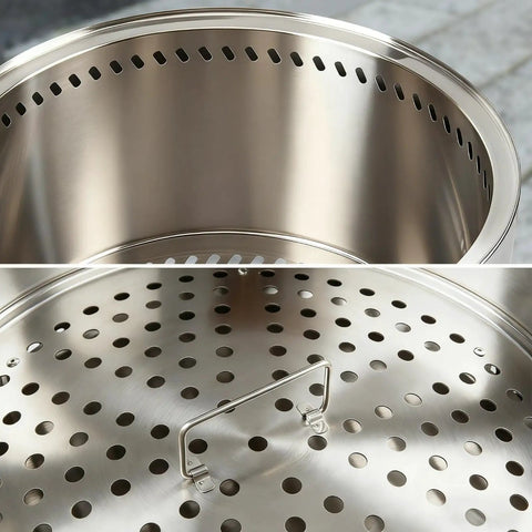 Close-up view of stainless steel body and removable ash pan of 20 Inch Smokeless Patio Fire Pit For Backyard Hangouts, Garden And Patio