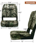Low Back Folding Boat Seats With Stainless Steel Screws And Aluminum Hinges Padded Fishing Boat Seat Two Pack Camouflage Marine Vinyl UV 