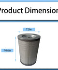 2 Pack Vacuum HEPA Cartridge Filter Assembly for Vacmaster VK811PH VK1011SIWTH Industrial Vacuums, dimensions shown