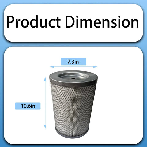 2 Pack Vacuum HEPA Cartridge Filter Assembly for Vacmaster VK811PH VK1011SIWTH Industrial Vacuums, dimensions shown