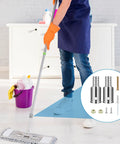 Person cleaning floor with mop and inset of Three Quarters Inch Threaded Tip Replacement Kit For Wood Or Metal Poles