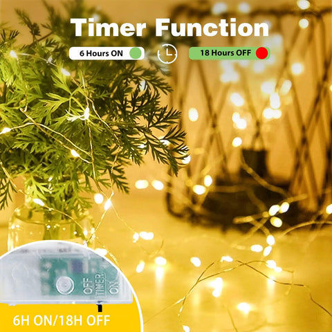 Battery Operated Fairy Lights With Timer Waterproof 16 Foot 50 LED String Lights Indoor Outdoor Lit Easy To Install
