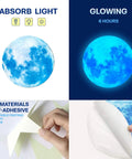 Night Sky Glow Stars Ceiling Stickers Kit With 1049 Pieces Including Moon And Stars, showing glowing moon decal