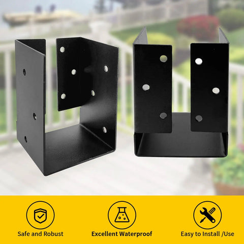 Concealed Flange Joist Hanger Brackets For 3.5 x 5.5 Inch Lumber, U Shaped Steel Hanger For Wood Fence Porch Swing And Handrails, Heavy Duty Q235 Steel With Matte Black Powder Coat Pack Of 4