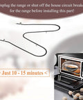 Heavy Duty Oven Bake Heating Element Compatible With Frigidaire Kenmore 790 Series Replaces Multiple Parts Like 316075100 316075102 316075103 316075104 Durable Straight Terminal Ends Easy Install shown with oven setup
