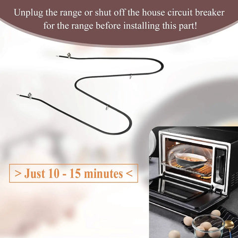 Heavy Duty Oven Bake Heating Element Compatible With Frigidaire Kenmore 790 Series Replaces Multiple Parts Like 316075100 316075102 316075103 316075104 Durable Straight Terminal Ends Easy Install shown with oven setup