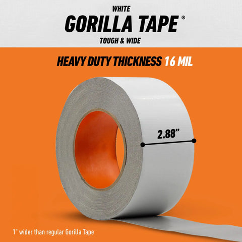Heavy Duty And Weather Resistant White Wide Duct Tape For Indoor And Outdoor Use, Nearly 3 Inch Wide Reinforced