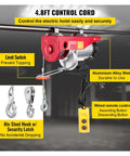 Heavy Duty 800 Kg Electric Chain Hoist Winch With Remote Control For Forklifts Warehouses And Building Sites Plus High Power 1450 Watt Motor with 4.8ft control cord and limit switch.