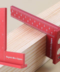Magnetic Machinist Square With Dual Rare Earth Magnets For Hands Free Precision, red engineer square on wood
