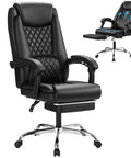 Ergonomic Office Chair With Footrest For All Day Comfort High Back Leather Desk Chair With 90 To 135 Degree Recline, black design