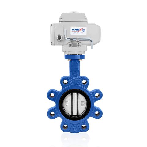Rock Solid Heavy Duty 4 Inch Dn100 Lug Butterfly Valve With 110V Ac Electric Actuator and Aisi304 Stainless Steel Disc EPDM Seat visible from the front.