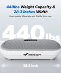Vibration Plate Exercise Machine With Bluetooth, 440 Lbs Capacity, Silicone Pedals, Deep Fat Burn, Lymphatic Drainage, 13Mm Amplitude