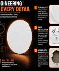 Snap Right In And Plug That Hole Fast With This Heavy Duty Round Spring Access Panel For Drywall Ceiling Crafted From Durable Abs Plastic For Quick Electrical And Plumbing Fixes In Clean White Fits Six To Nine Inches, showcasing installation details.